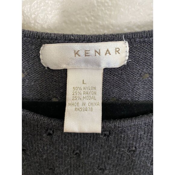 Kenar Womens Black Pullover Sweater Large Lightweight Knit Nylon Long Sleeve - Picture 3 of 5